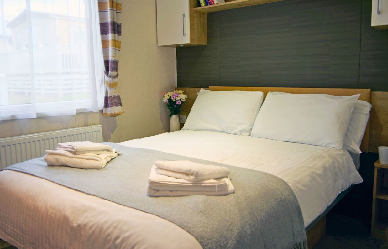 Internal of a caravan double bedroom