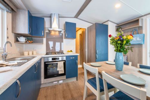 Internal of a caravan open plan living space