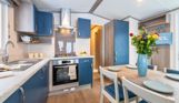 Internal of a caravan open plan living space