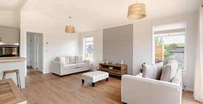 Internal of a luxury lodge open plan lounge