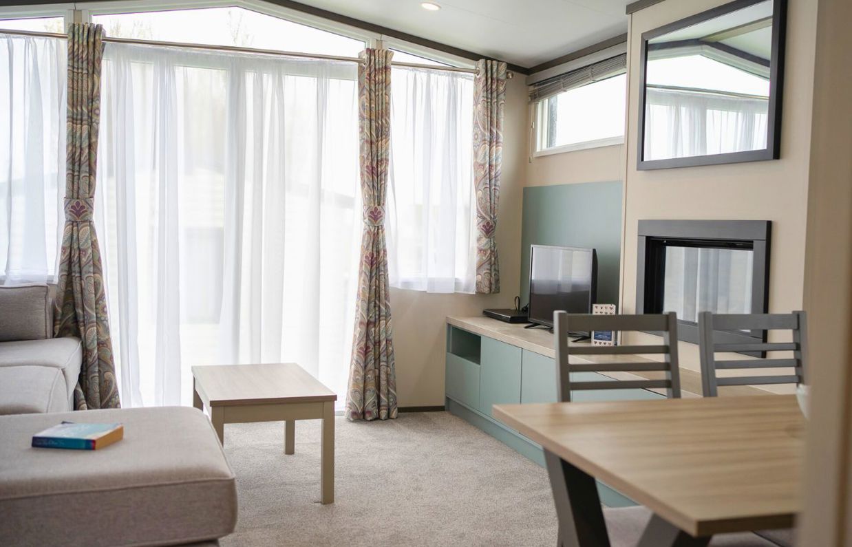 Internal of a caravan open plan living space