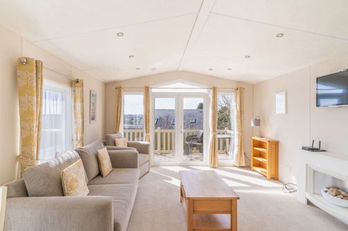 Internal of a caravan open plan living space