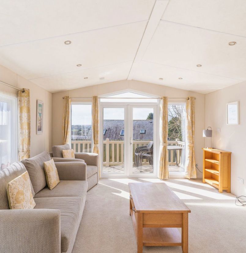 Internal of a caravan open plan living space