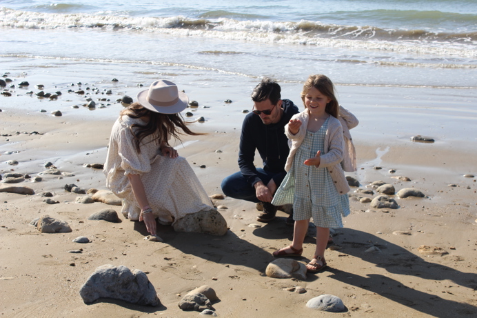 Family playing on beach