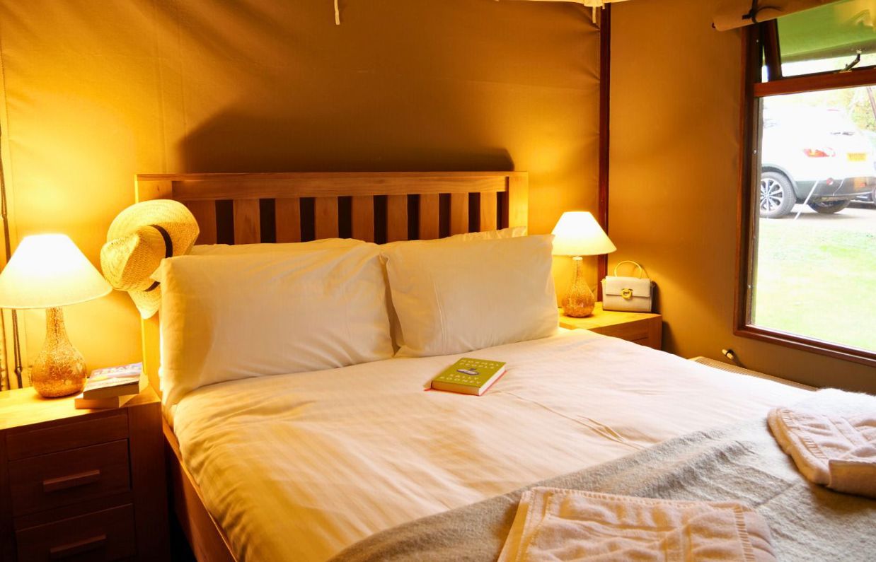 Internal of safari tent double bedroom