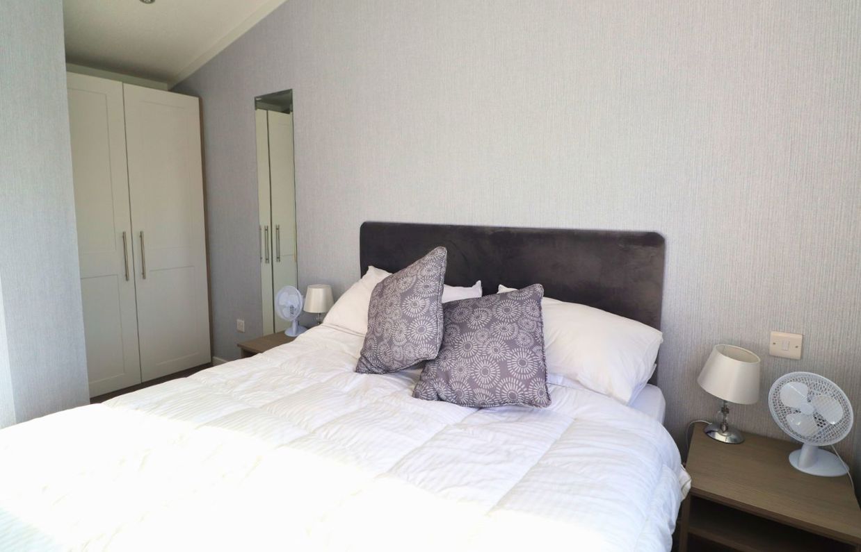 Internal of a caravan double bedroom