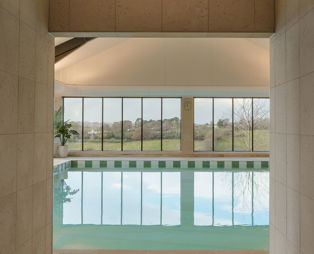 View of pool from changing room entrance