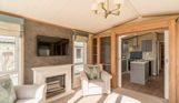 Internal of a caravan open plan living space
