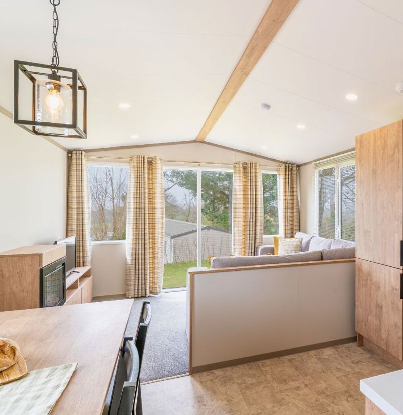 Internal of a caravan open plan living space