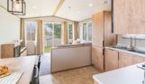 Internal of a caravan open plan living space