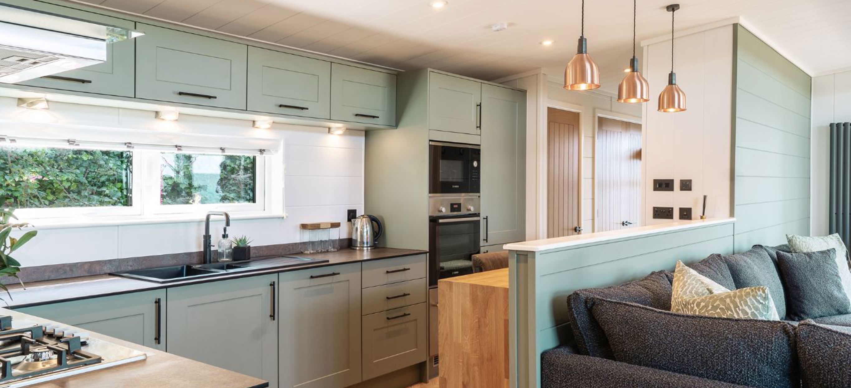 Internal of a luxury lodge open plan kitchen