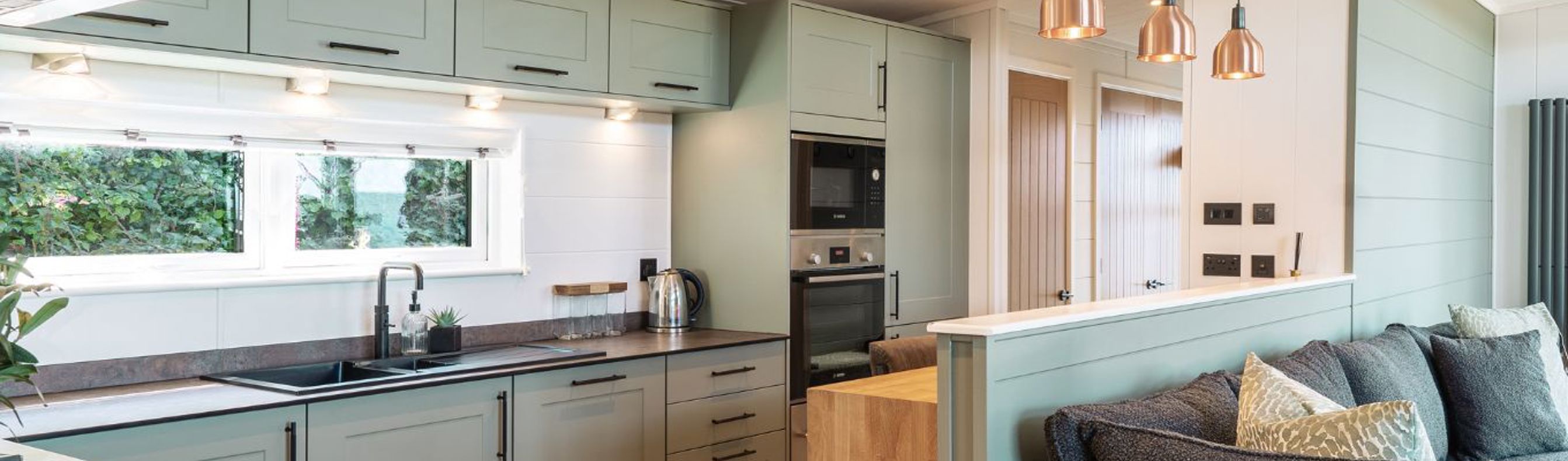 Internal of a luxury lodge open plan kitchen