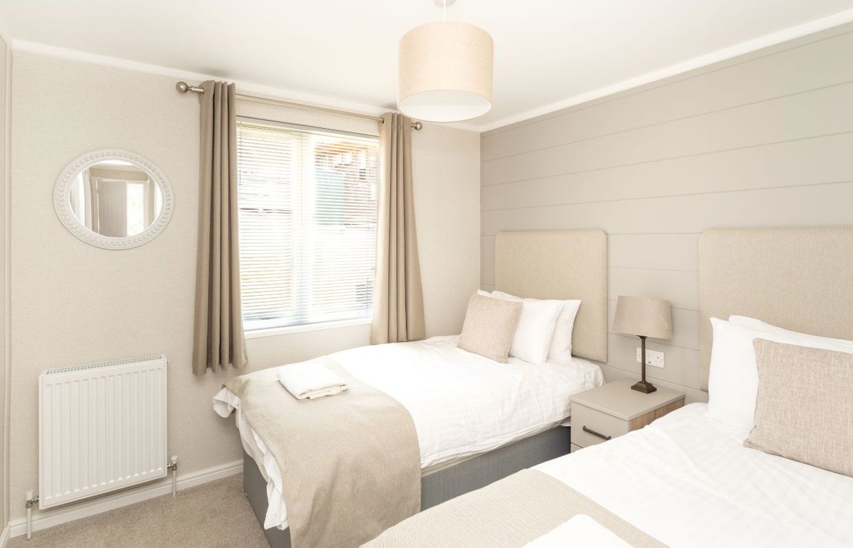 Internal of a lodge twin bedroom