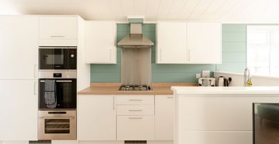 Internal of a luxury lodge open plan kitchen