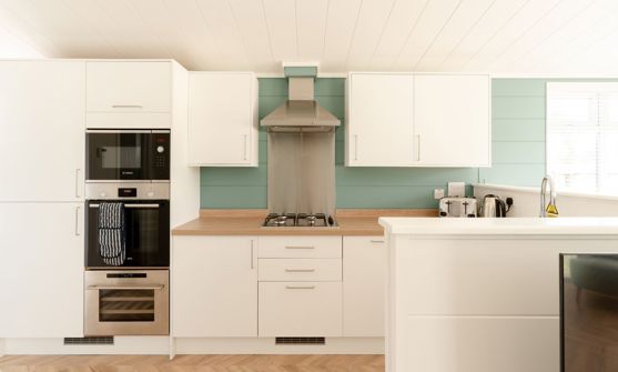 Internal of a luxury lodge open plan kitchen