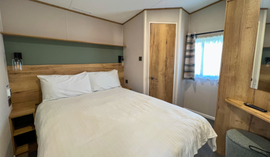 Internal of a caravan double bedroom