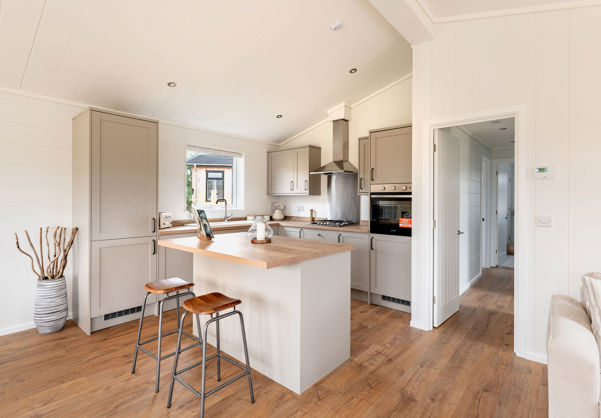 Internal of a luxury lodge open plan kitchen