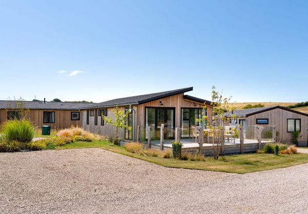 External of a luxury lodge with decking