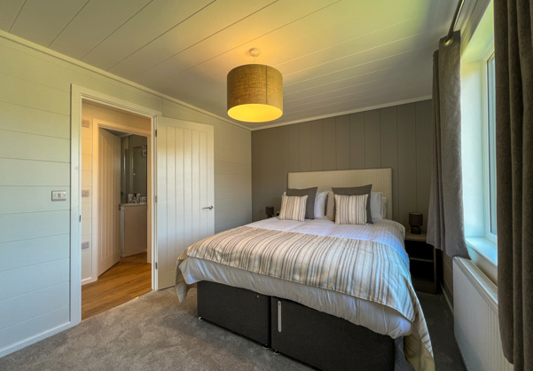 Internal of a luxury lodge master bedroom