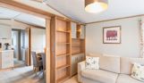 Internal of a caravan open plan living area