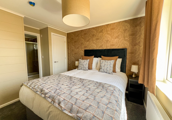 Internal of a luxury lodge master bedroom