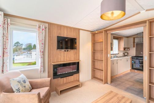 Internal of a caravan open plan living space