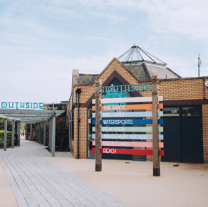 An outdoor area called Southside leading to a range of facilities