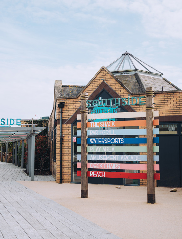 An outdoor area called Southside leading to a range of facilities