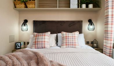 Internal of a caravan double bedroom