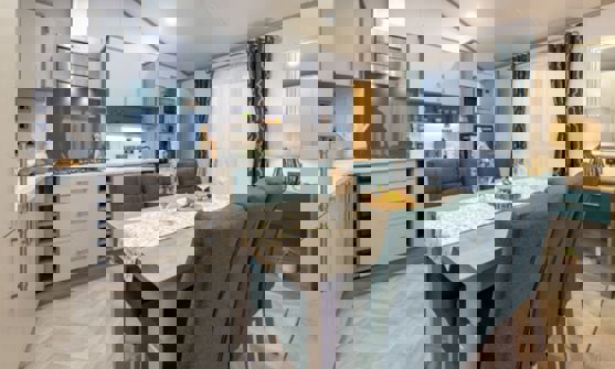 Internal of a Caravan Kitchen Diner