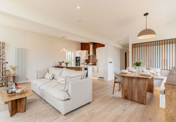 Internal of a luxury lodge open plan living space