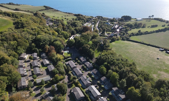 Osmington Mills Lodge Park from above