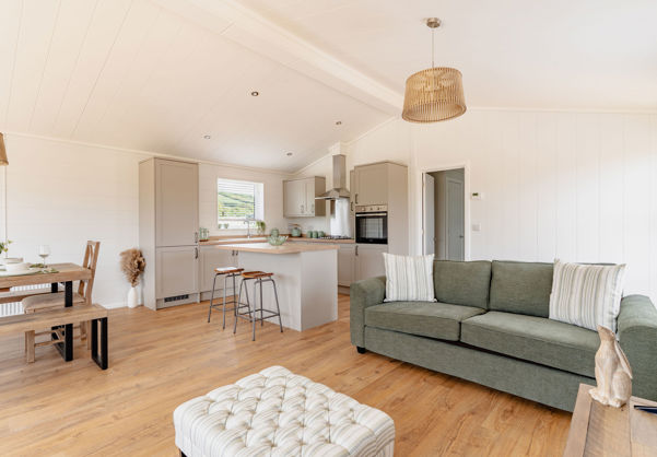 Internal of a luxury lodge open plan living space