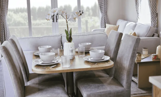 Internal of a caravan dining area