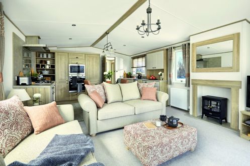 Internal of a caravan open plan living space