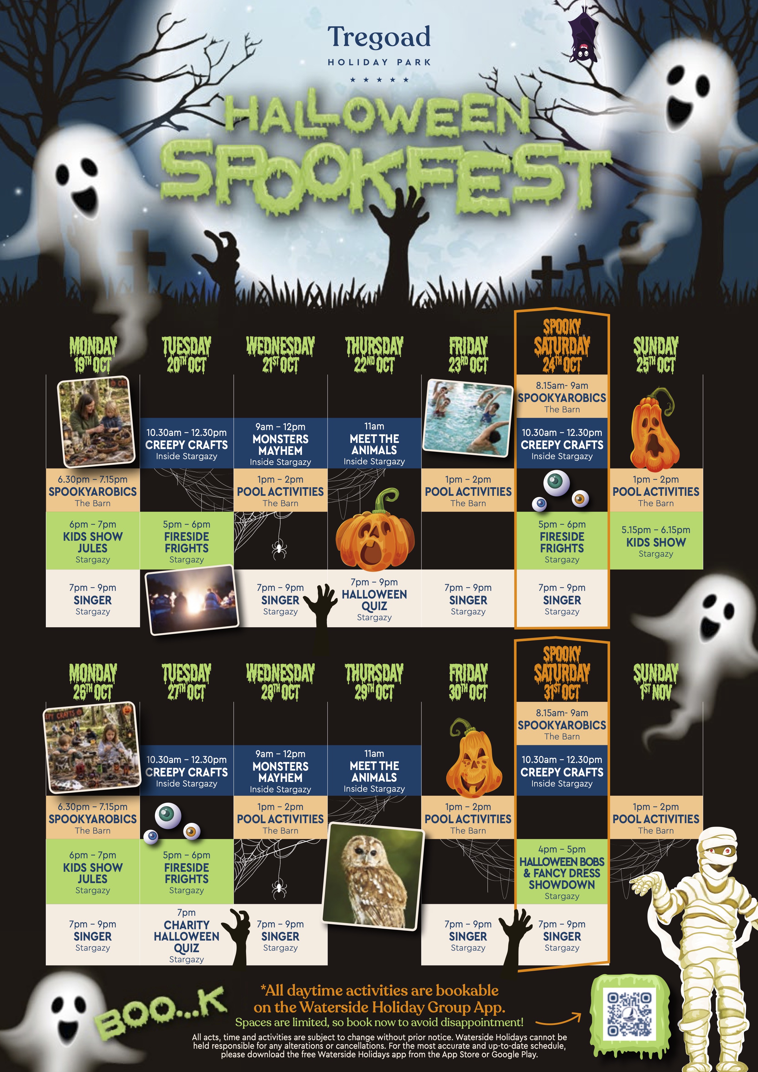 A schedule of Halloween events at Tregoad Holiday Park 