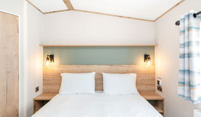 Internal of a caravan double bedroom