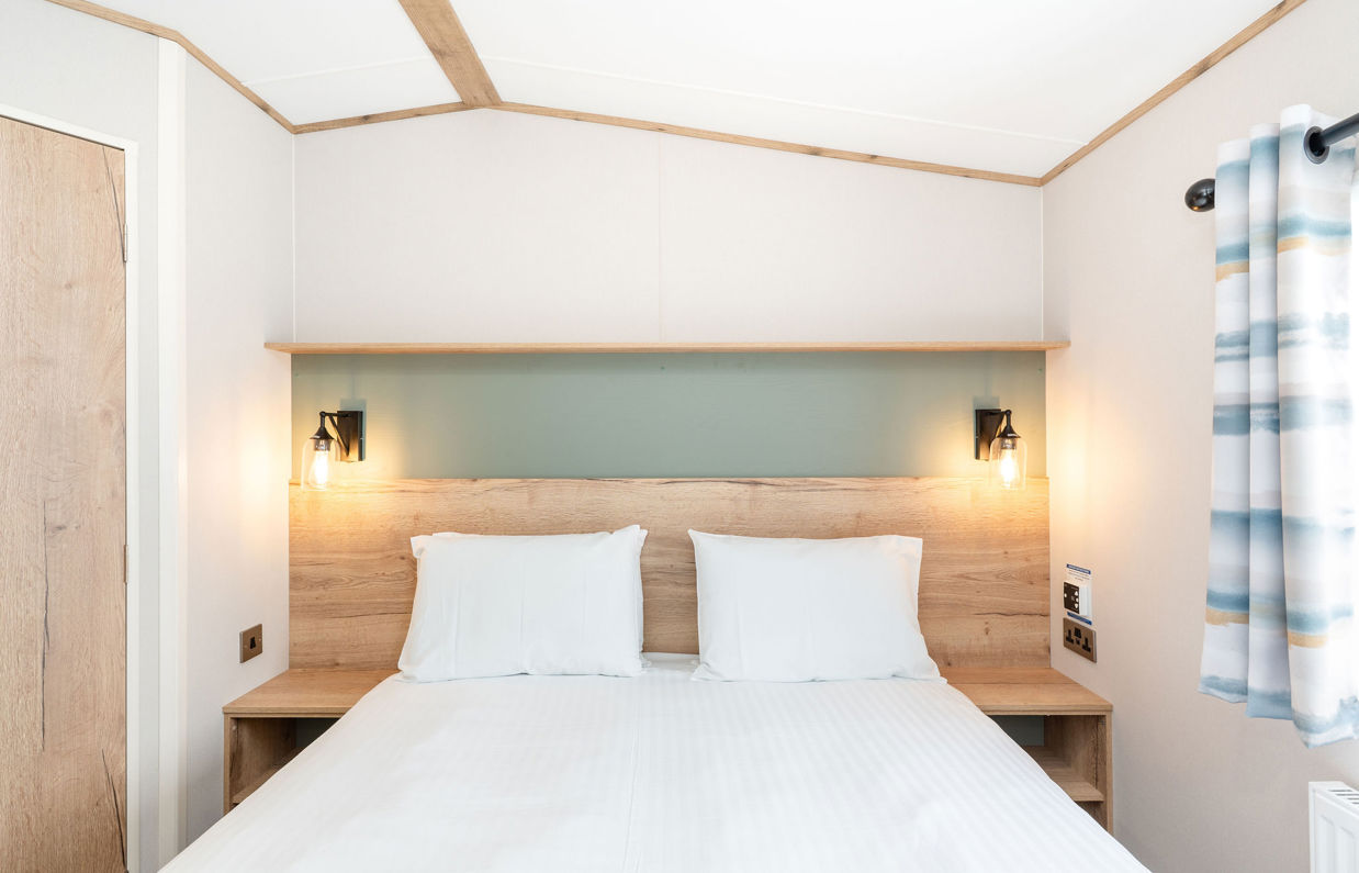 Internal of a caravan double bedroom