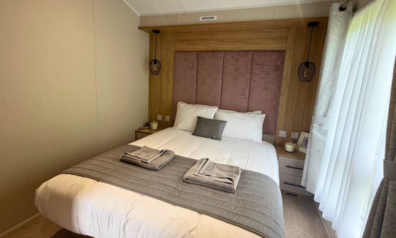 Internal of a caravan master bedroom