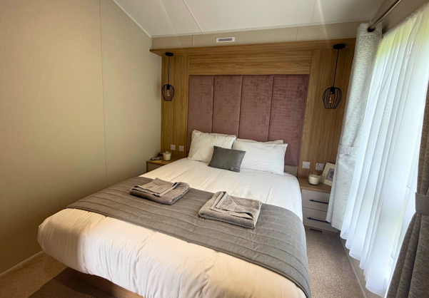Internal of a caravan master bedroom