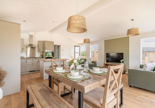 Internal of a luxury lodge open plan living space
