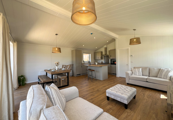 Internal of a luxury lodge open plan living space
