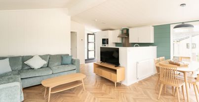 Internal of a luxury lodge open plan living space