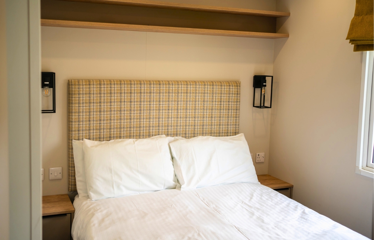 Internal of a caravan double bedroom