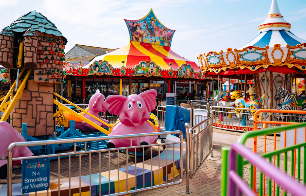 A variety of funfair rides at Southside Funfair in Bowleaze Cove