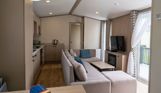 Internal of a caravan open plan living space