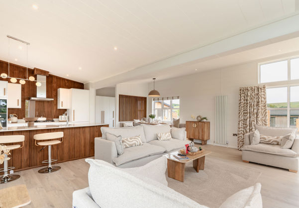 Internal of a luxury lodge open plan living space