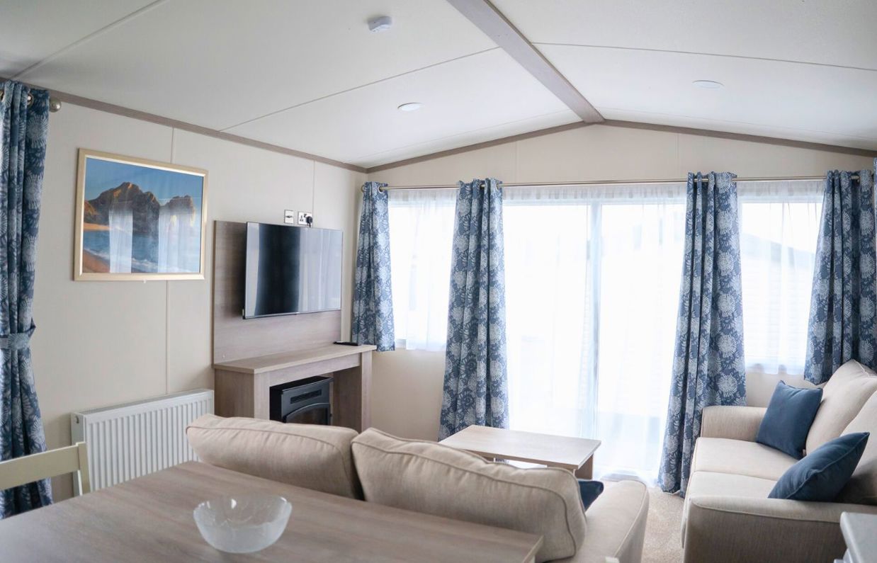 Internal of a caravan open plan lounge