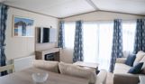 Internal of a caravan open plan lounge