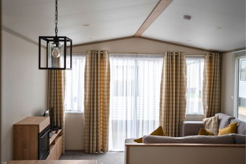 Internal of a caravan open plan lounge